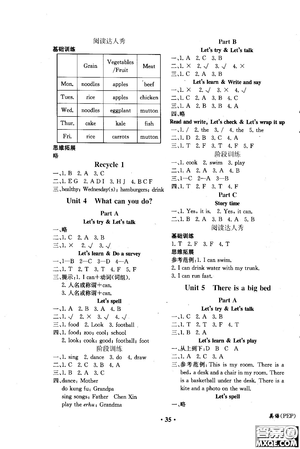 勝券在握2018年同步解析與測(cè)評(píng)英語(yǔ)PEP五年級(jí)上冊(cè)參考答案