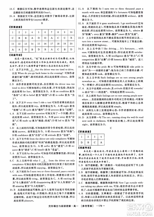 唐人英語2018頂尖訓(xùn)練完形填空與閱讀理解160篇高一參考答案