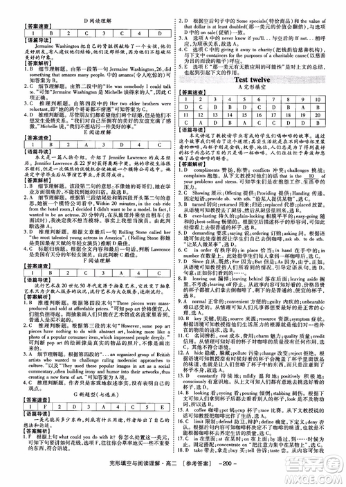 唐人英語(yǔ)2018頂尖訓(xùn)練高二完形填空與閱讀理解160篇參考答案