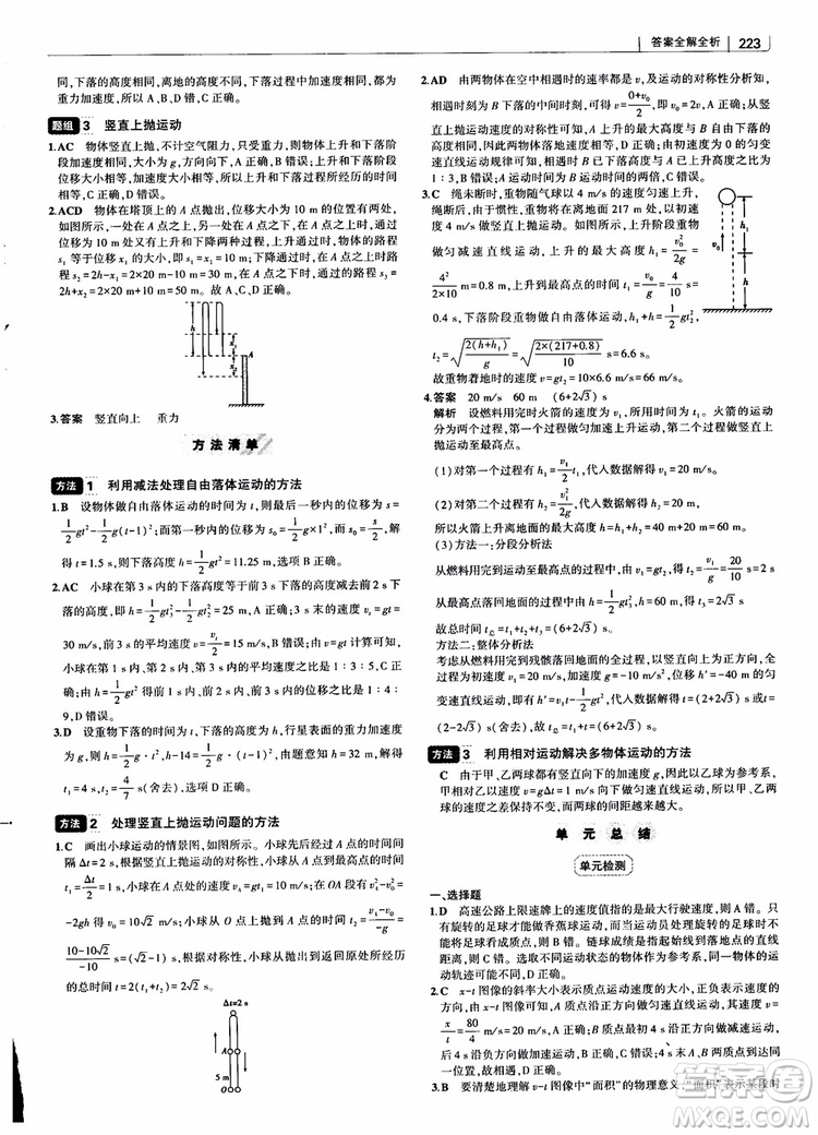 2019版高考高中習題化知識清單物理參考答案