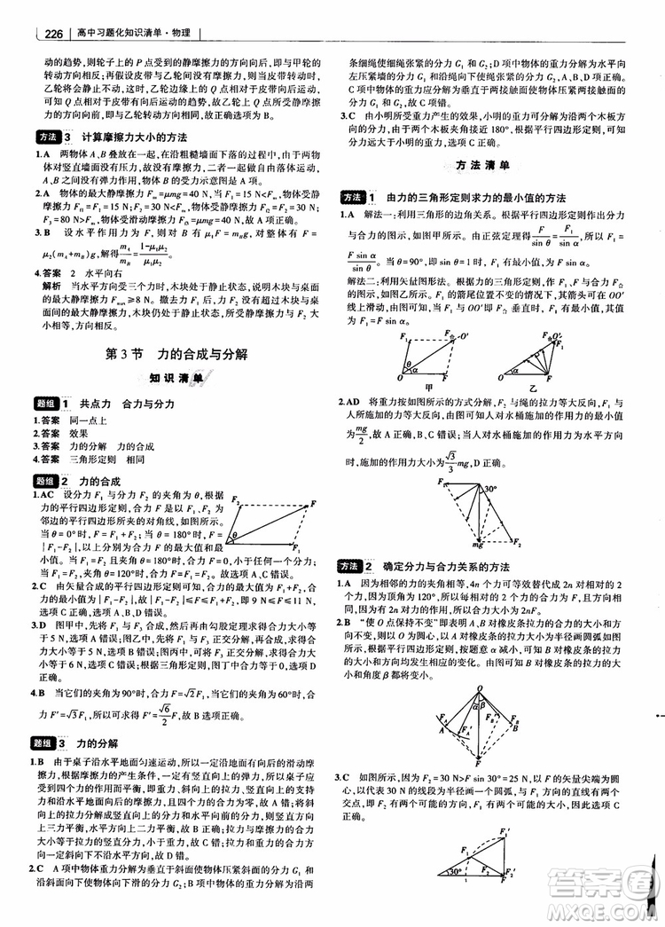 2019版高考高中習題化知識清單物理參考答案