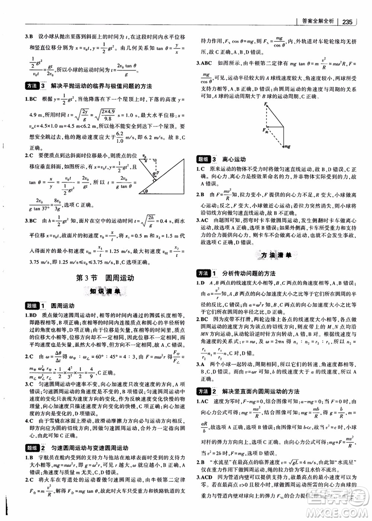 2019版高考高中習題化知識清單物理參考答案