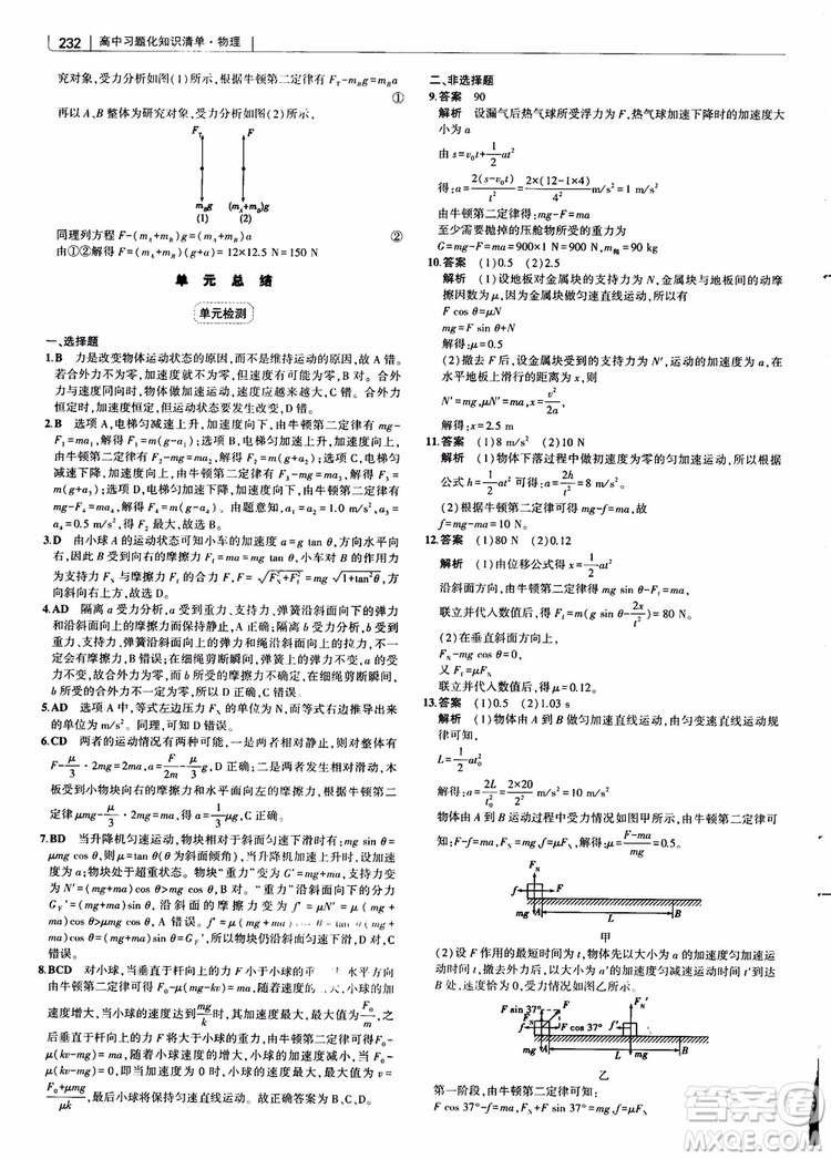 2019版高考高中習題化知識清單物理參考答案