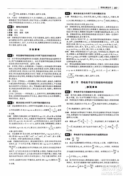 2019版高考高中習題化知識清單物理參考答案