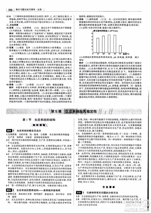 2019版高中習(xí)題化知識(shí)清單生物曲一線第2次修訂參考答案