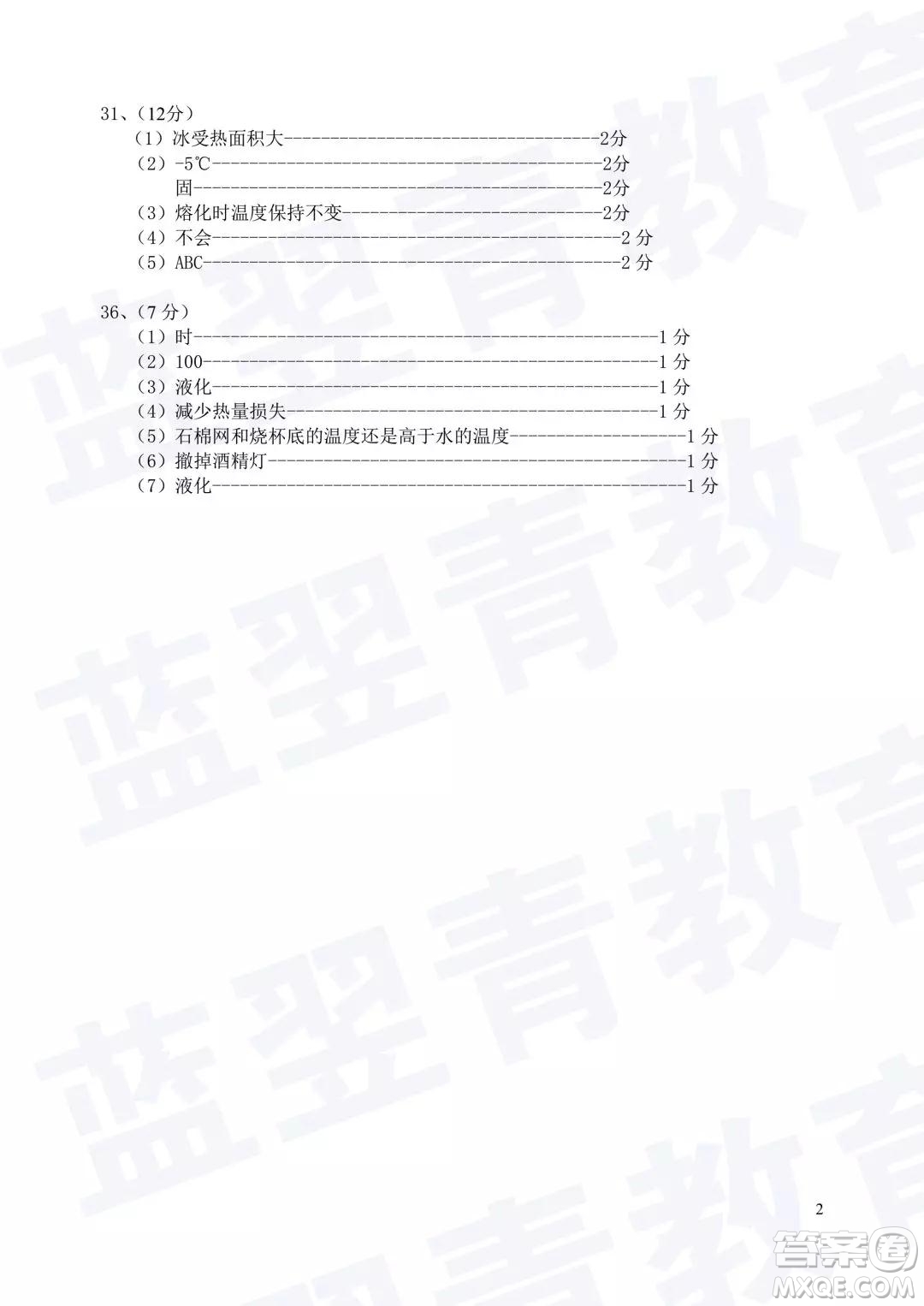 2018—2019學(xué)年度名校聯(lián)盟階段性學(xué)習(xí)質(zhì)量測(cè)試題八年級(jí)物理參考答案