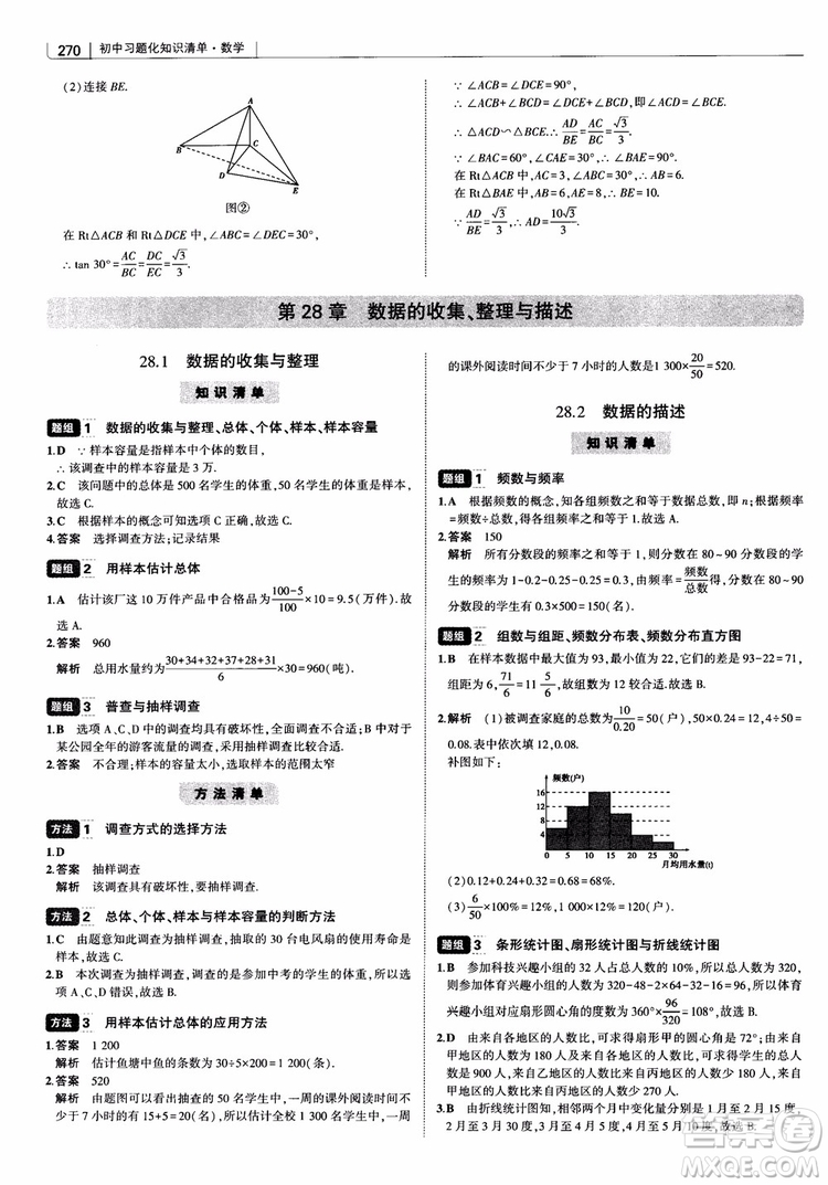 2019版初中習(xí)題化知識(shí)清單數(shù)學(xué)曲一線教輔參考答案