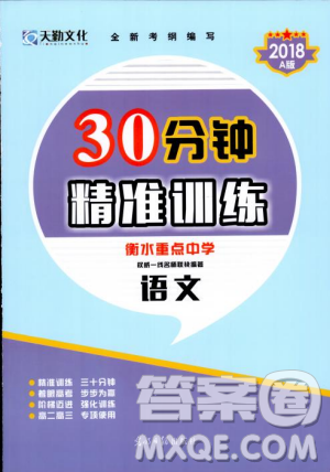 天勤文化2018年A版30分鐘精準(zhǔn)訓(xùn)練衡水重點(diǎn)中學(xué)語文參考答案