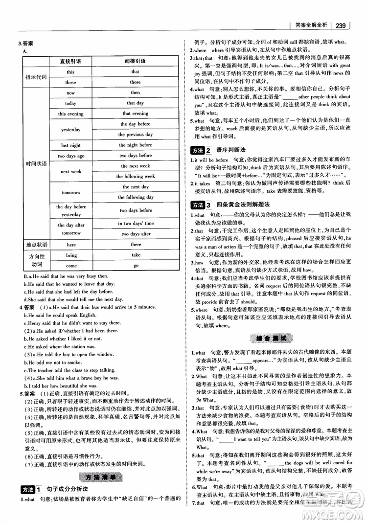 2019版曲一線科學(xué)備考高中習(xí)題化知識(shí)清單英語參考答案