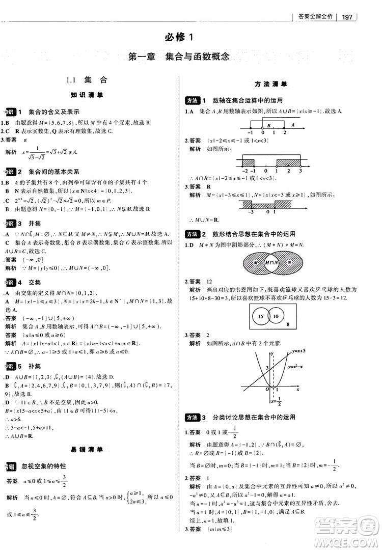 曲一線2019版高中習(xí)題化知識(shí)清單理數(shù)參考答案