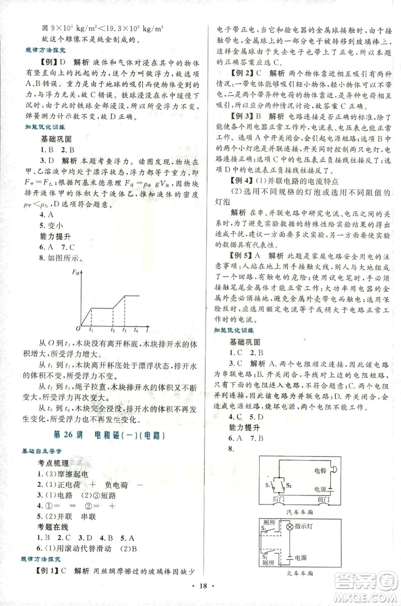 浙江專版2018年初中總復習優(yōu)化設計科學參考答案