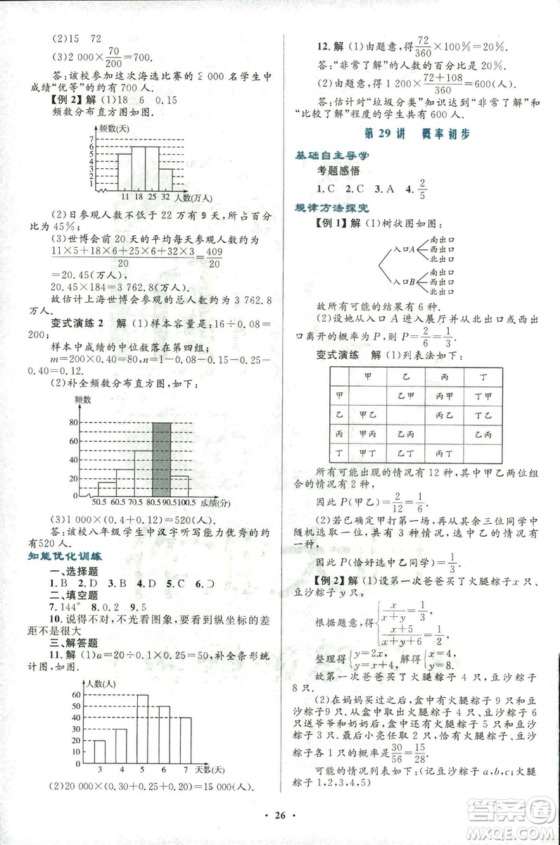 2018年初中總復(fù)習(xí)優(yōu)化設(shè)計(jì)浙江專(zhuān)版數(shù)學(xué)參考答案