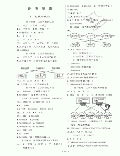 2018年小學同步測控優(yōu)化設計四年級數(shù)學上冊人教版增強版答案