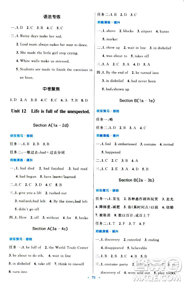 初中同步測控優(yōu)化設計2018新版九年級英語全一冊人教版答案