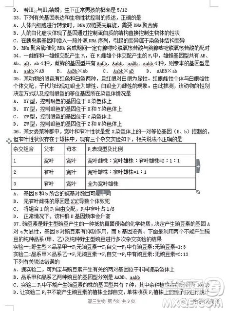 哈三中2018高三期中考試?yán)砜凭C合試題答案