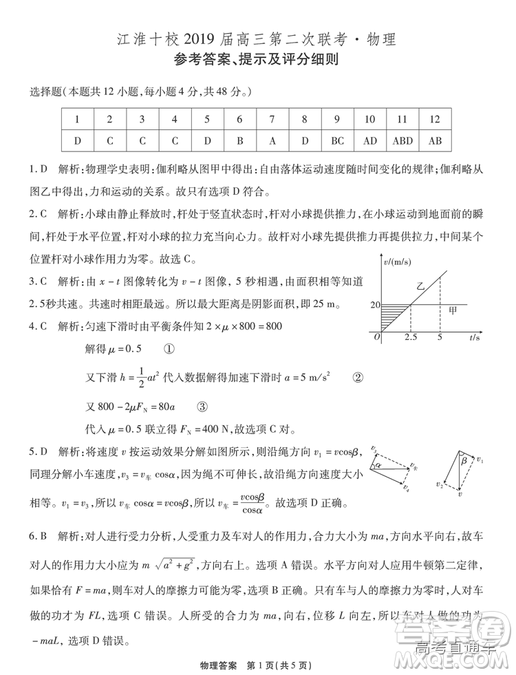 江淮十校2019高三第二次聯(lián)考理科綜合試題及參考答案