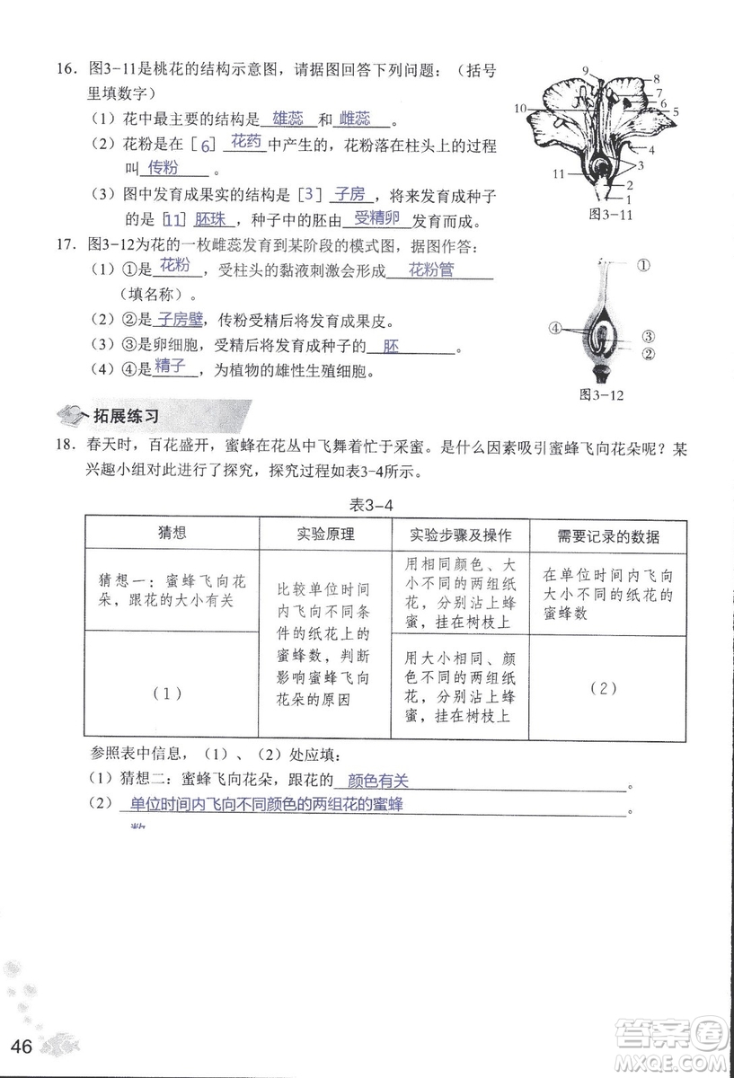 2018秋知識與能力訓(xùn)練生物學(xué)七年級上冊人教版答案