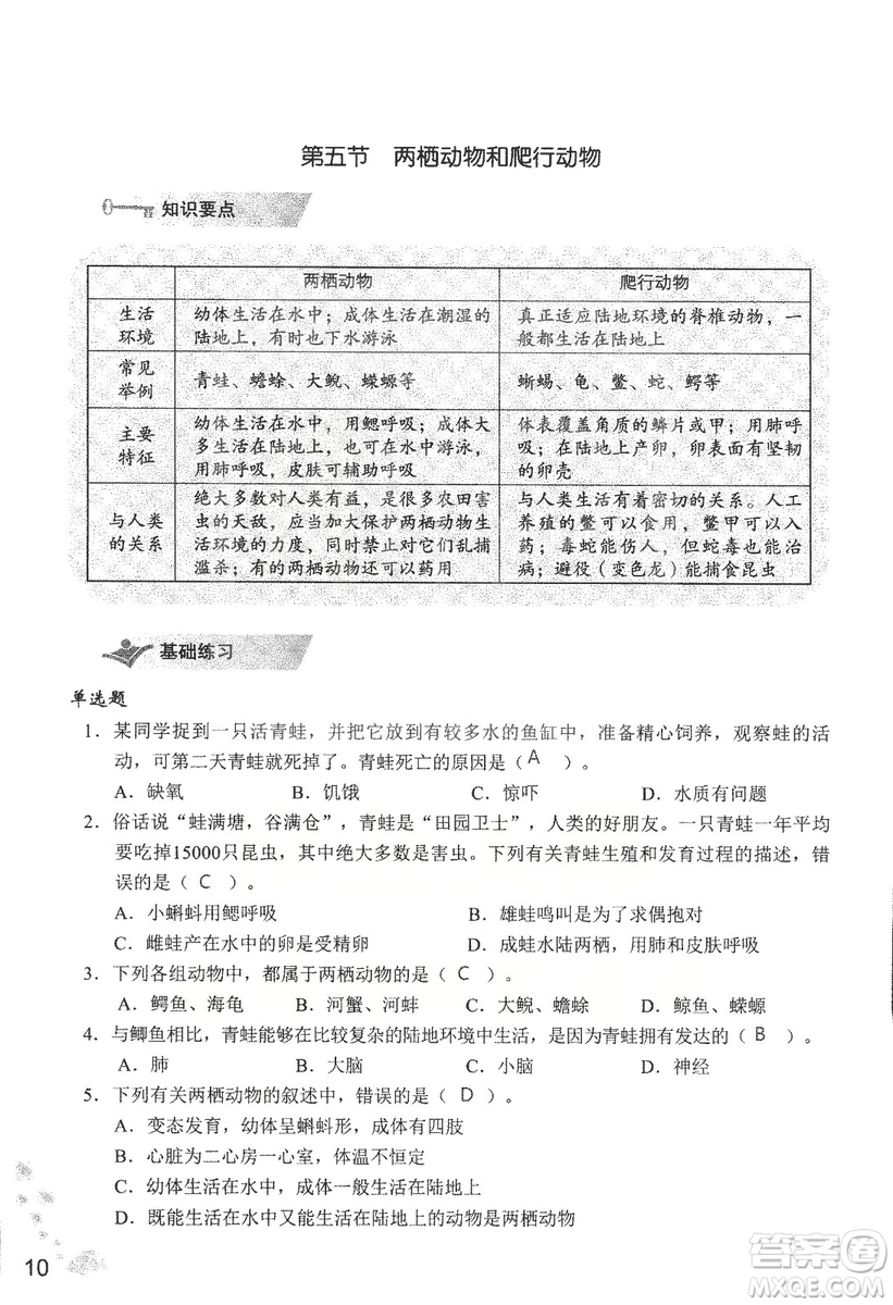 9787550720619知識與能力訓練2018年生物學八年級上冊人教版答案