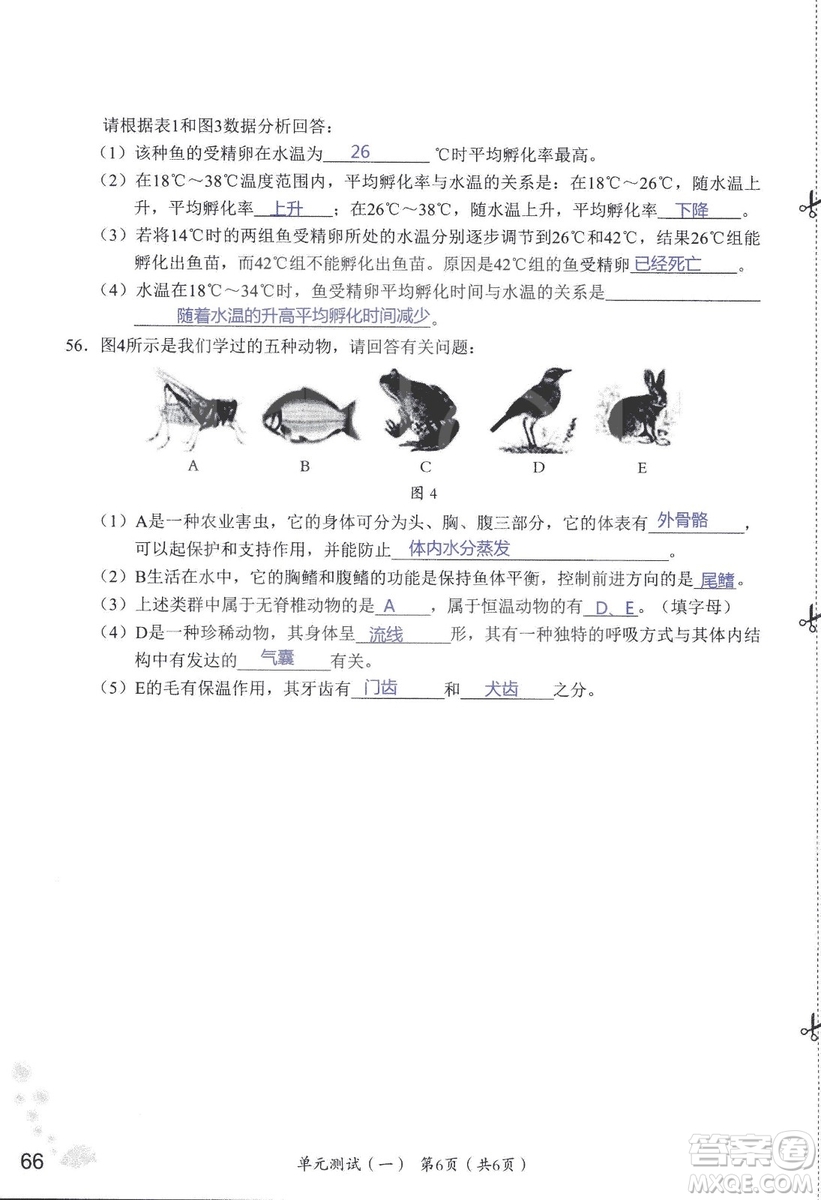 9787550720619知識與能力訓練2018年生物學八年級上冊人教版答案