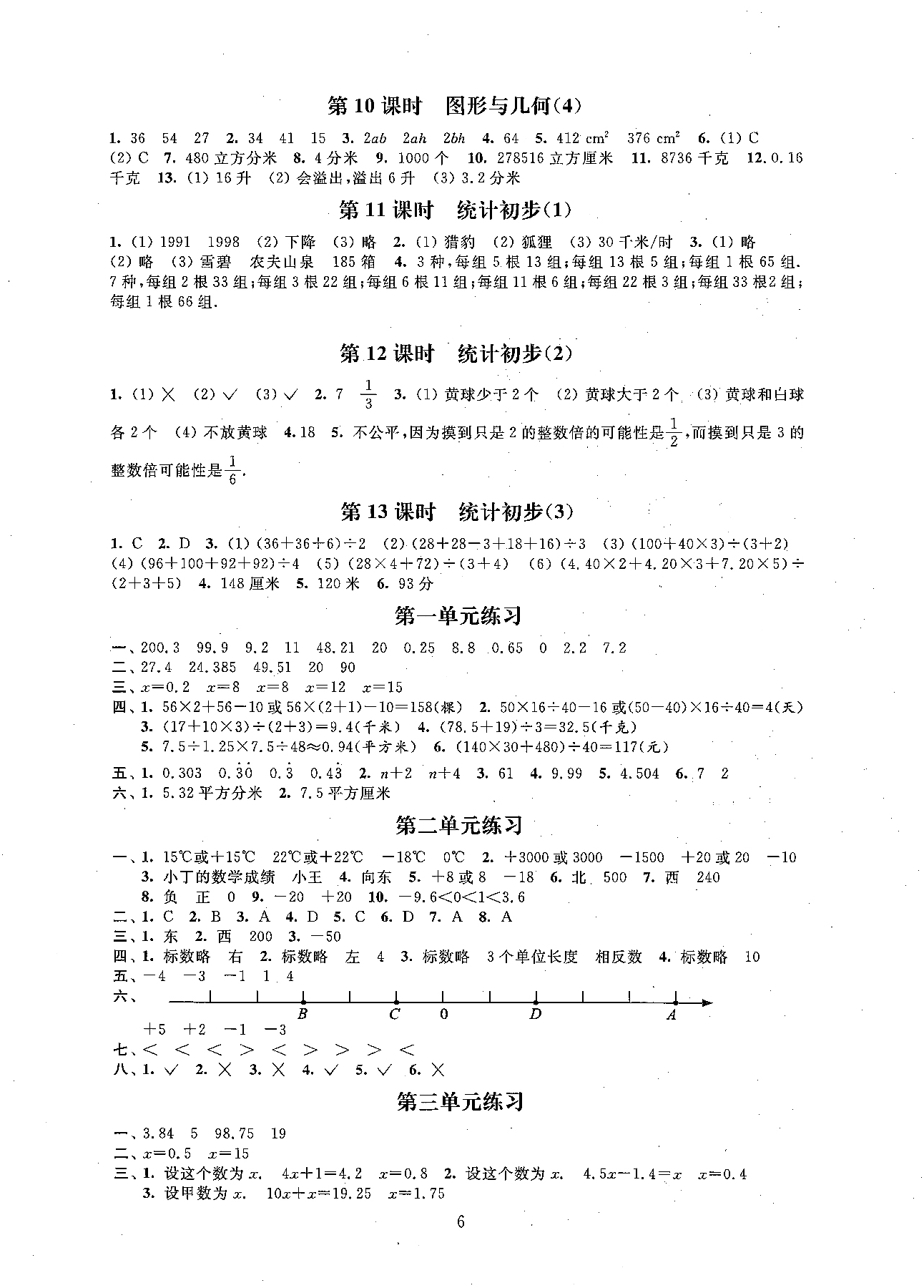 天天成長(zhǎng)2019導(dǎo)學(xué)導(dǎo)練小學(xué)數(shù)學(xué)同步課時(shí)訓(xùn)練五年級(jí)第二學(xué)期參考答案