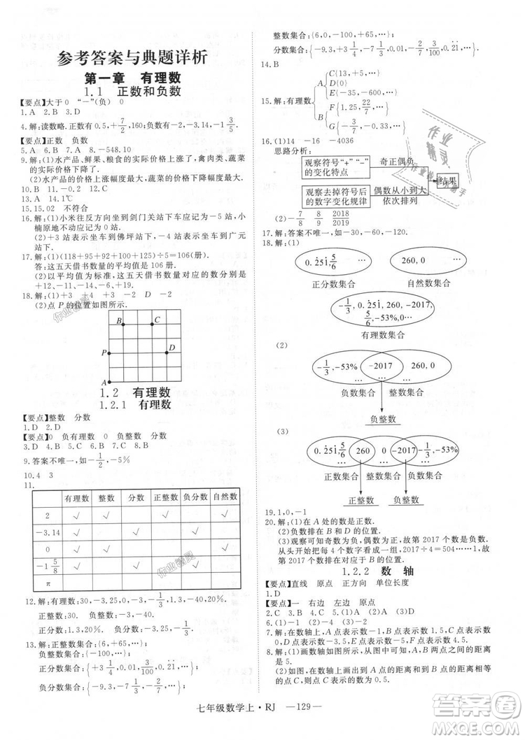 延邊大學(xué)出版社2018年新領(lǐng)程初中數(shù)學(xué)7年級(jí)上RJ人教版答案