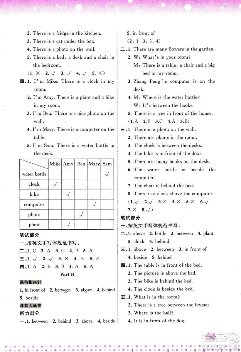 2018人教版新課程學(xué)習(xí)與測評同步學(xué)習(xí)英語五年級上冊答案