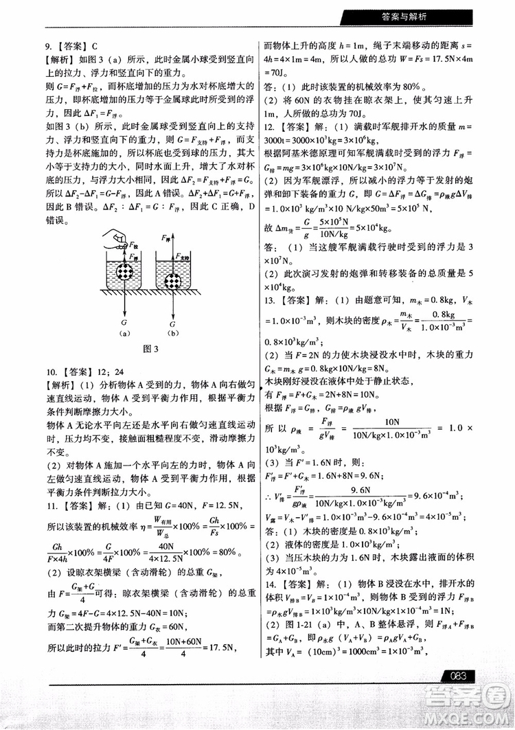 學(xué)而思2018初中解題全攻略物理參考答案