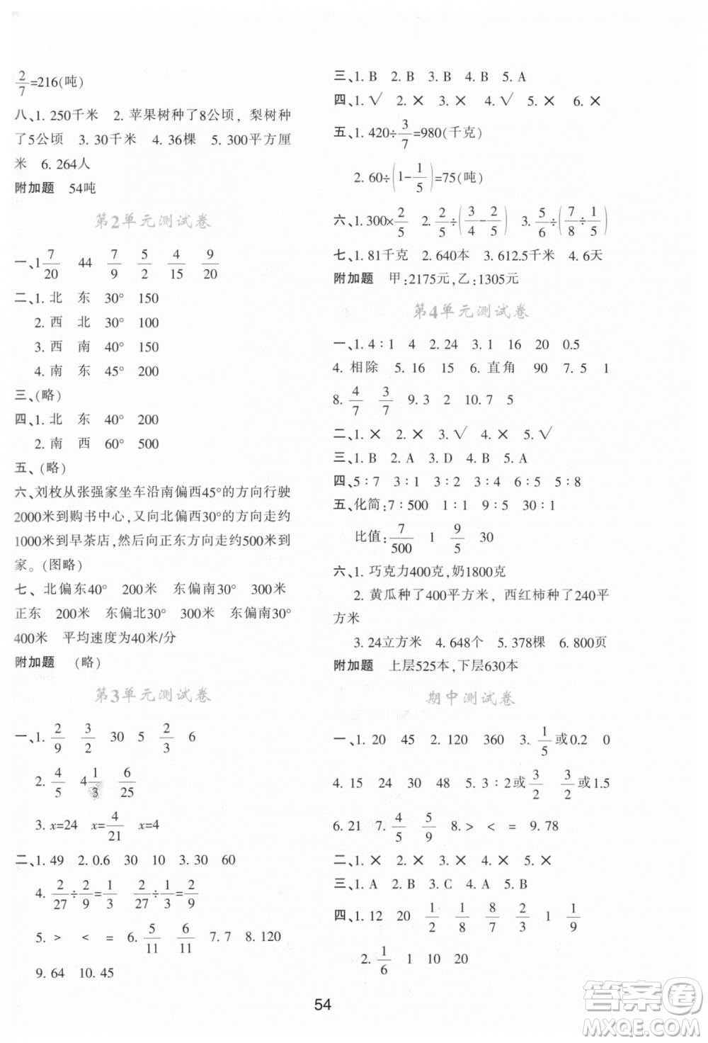 9787541999154學習與評價A版2018年六年級數(shù)學上人教版答案