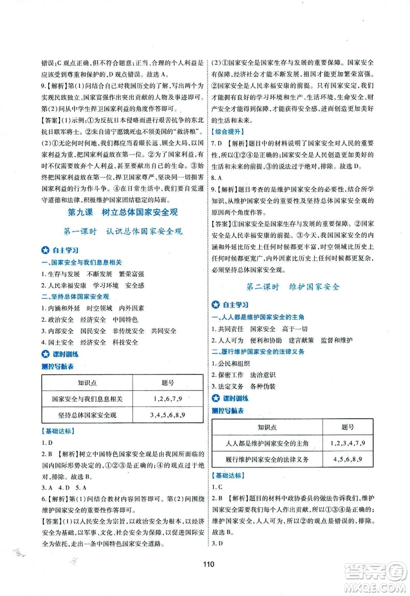 2018年新課程學習與評價八年級道德與法治上冊答案