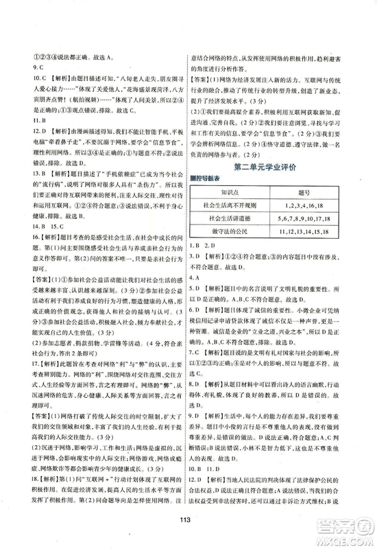 2018年新課程學習與評價八年級道德與法治上冊答案