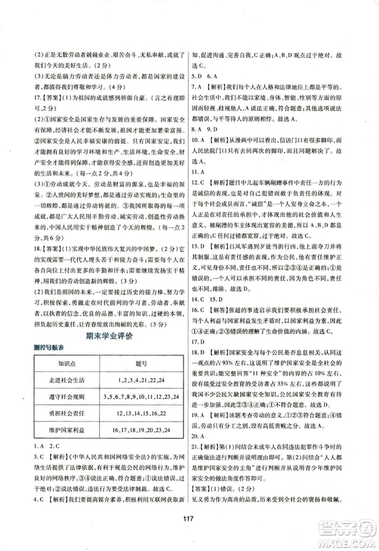 2018年新課程學習與評價八年級道德與法治上冊答案