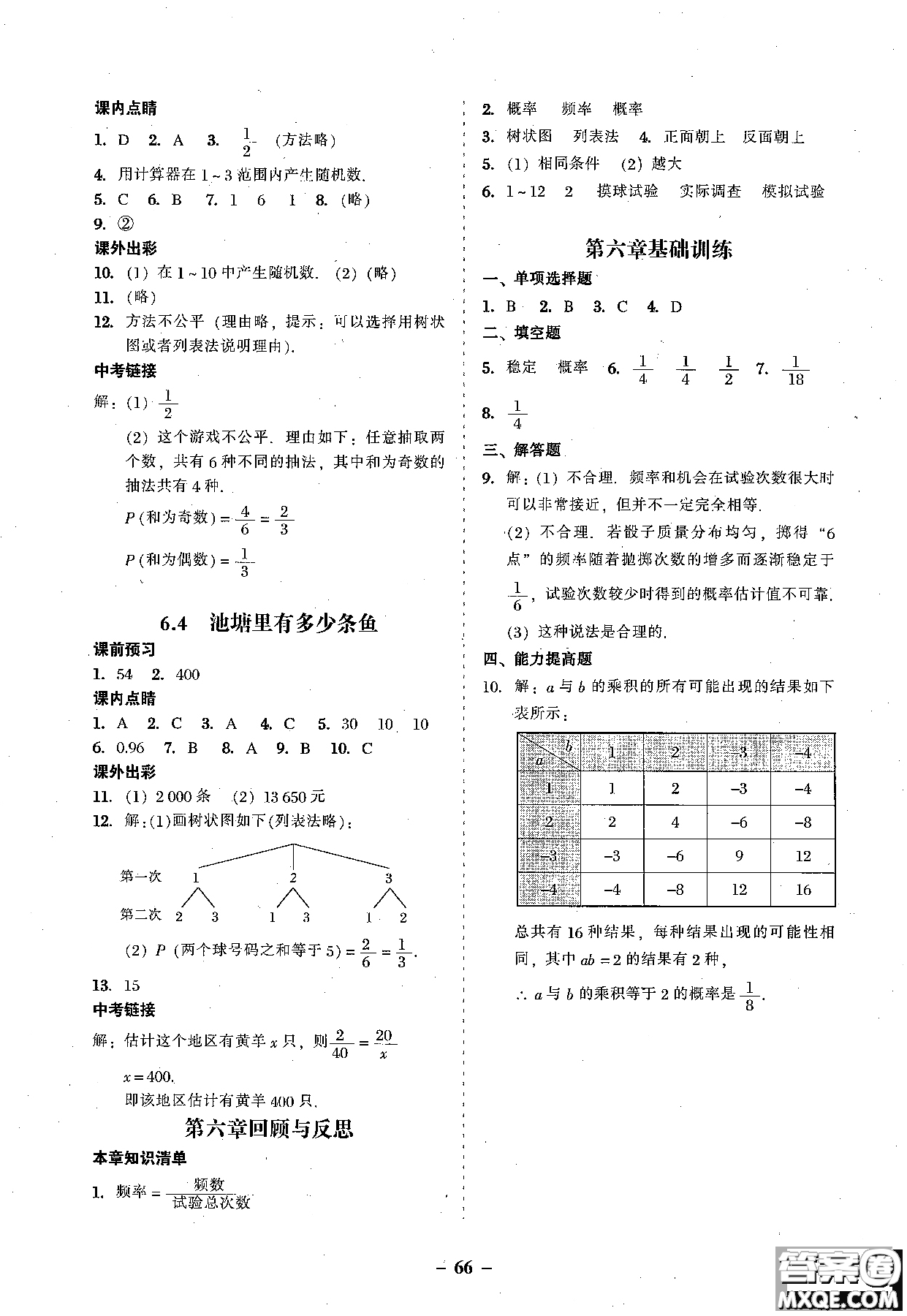 2018年秋南粵學(xué)典學(xué)考精練數(shù)學(xué)九年級全一冊參考答案