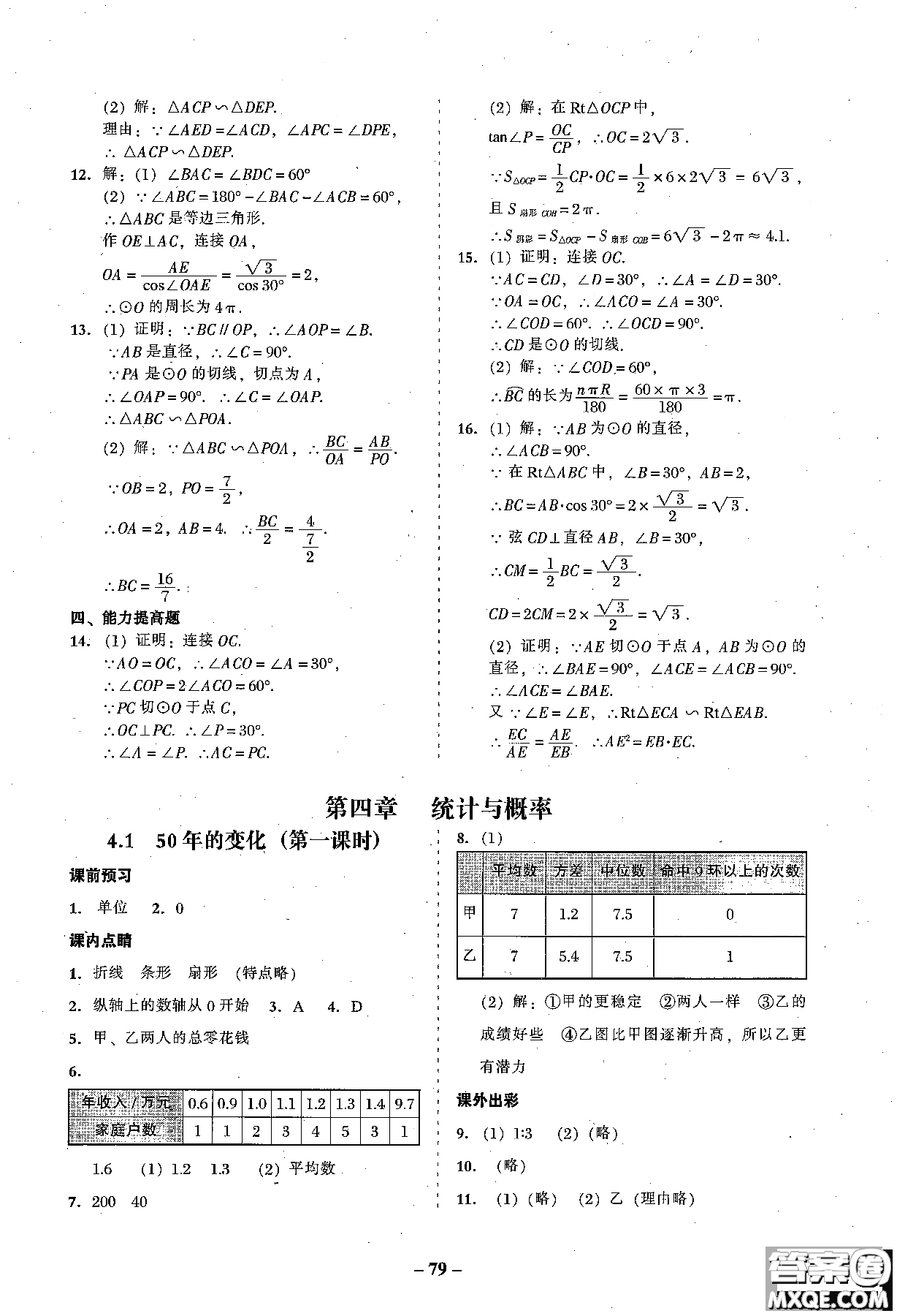 2018年秋南粵學(xué)典學(xué)考精練數(shù)學(xué)九年級全一冊參考答案