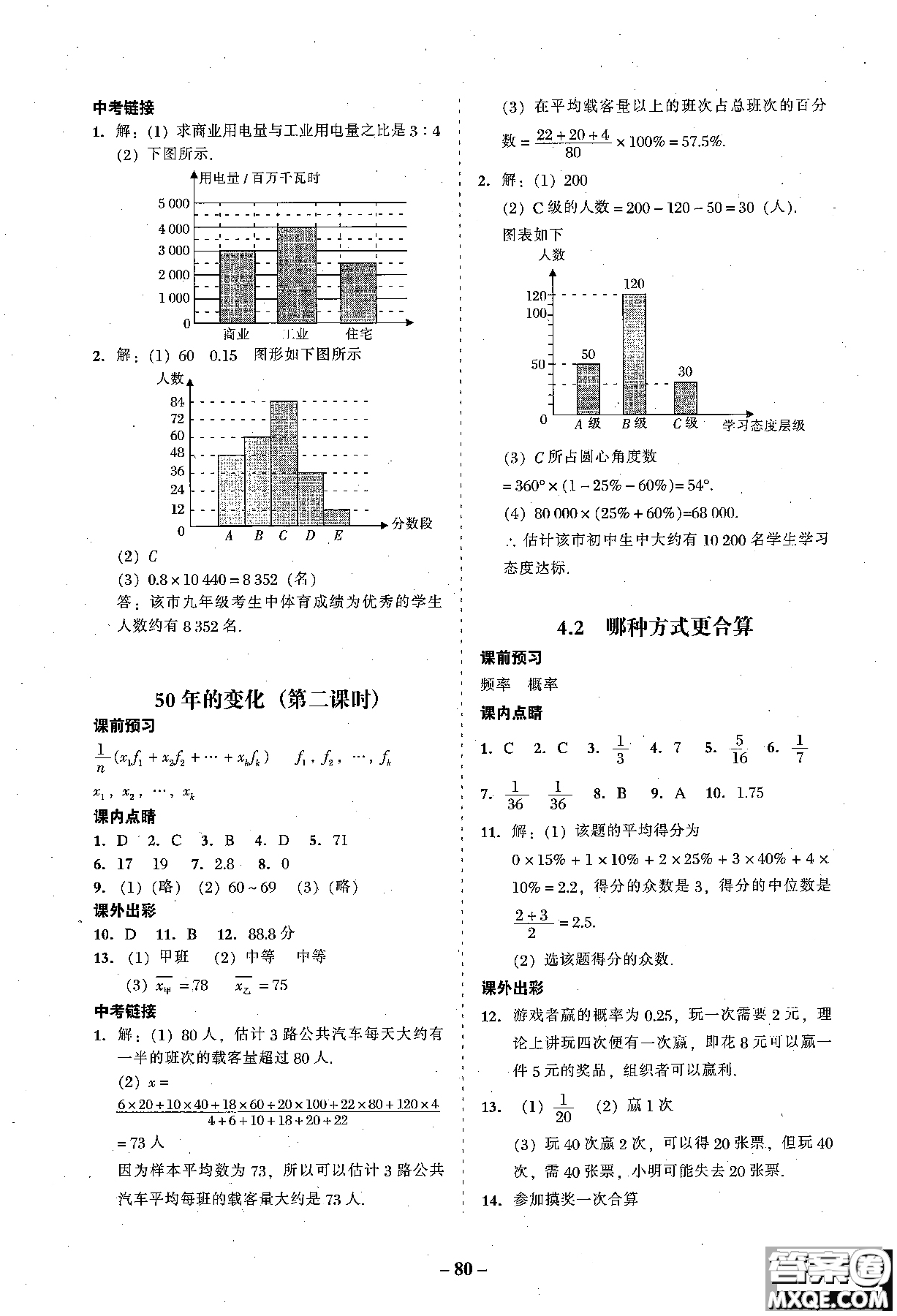 2018年秋南粵學(xué)典學(xué)考精練數(shù)學(xué)九年級全一冊參考答案