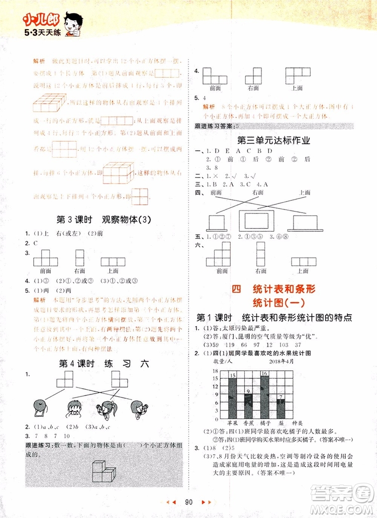 2018新版53天天練四年級(jí)上冊(cè)數(shù)學(xué)蘇教版SJ參考答案