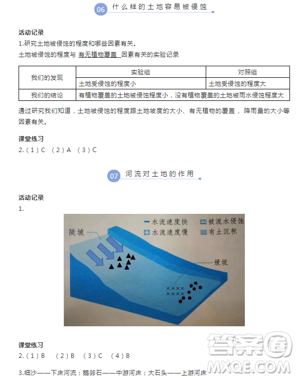 浙江教育出版社2018升級版科學作業(yè)本五年級上冊第三單元答案