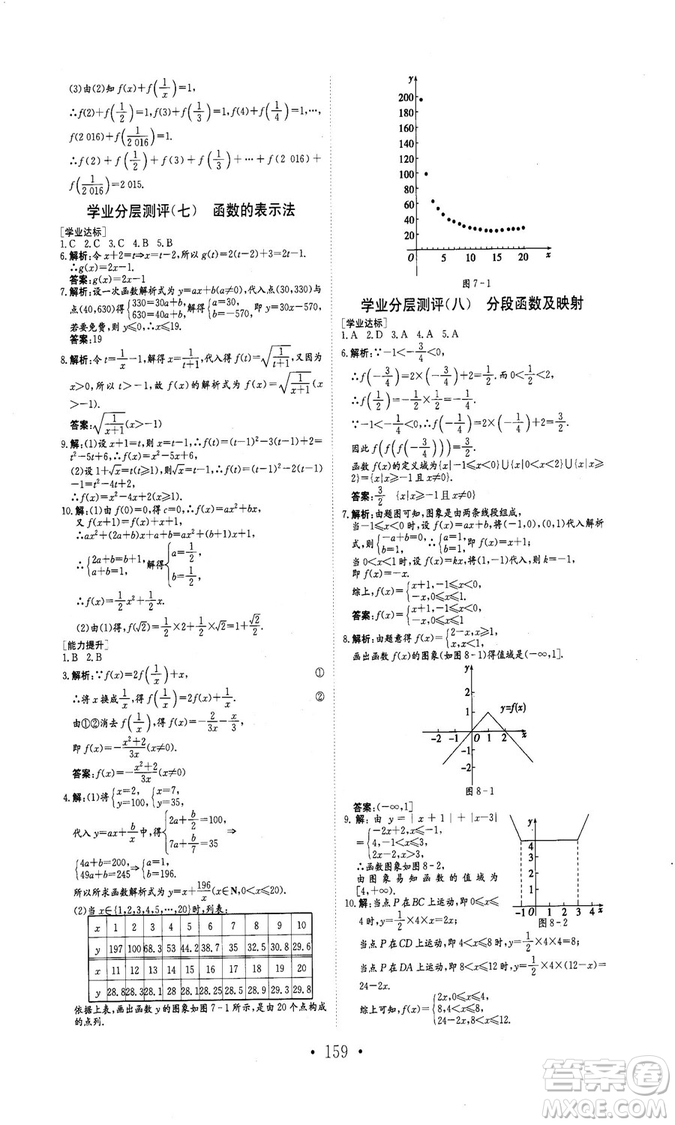 978753361411913新編高中同步作業(yè)2018秋數(shù)學(xué)必修1人教版答案