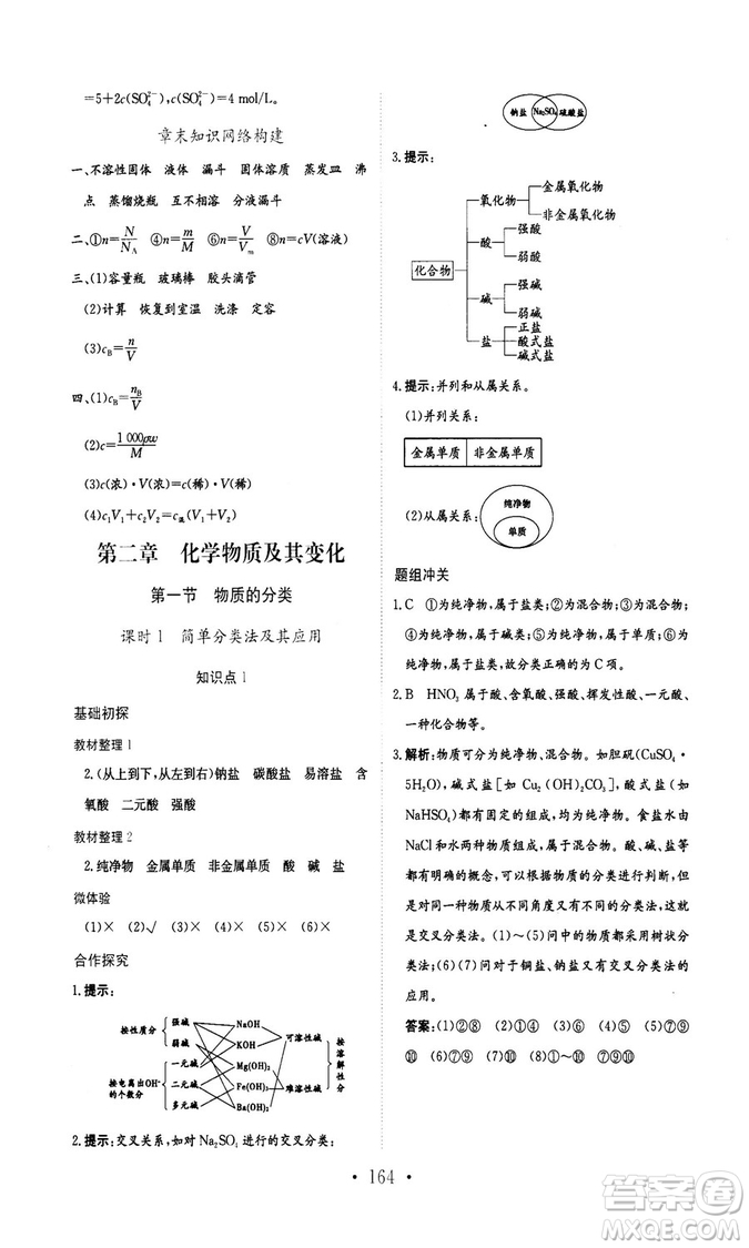 新編高中同步作業(yè)2018秋化學必修1人教版答案