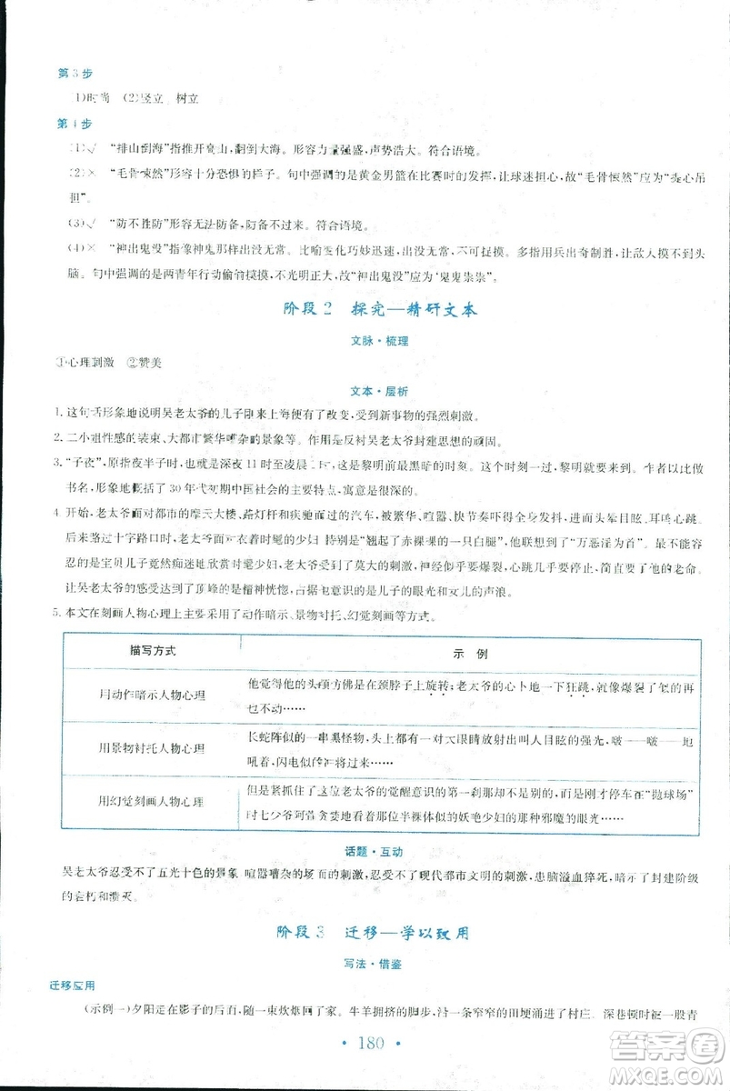 2018新編高中同步作業(yè)人教版語文選修中國小說欣賞答案