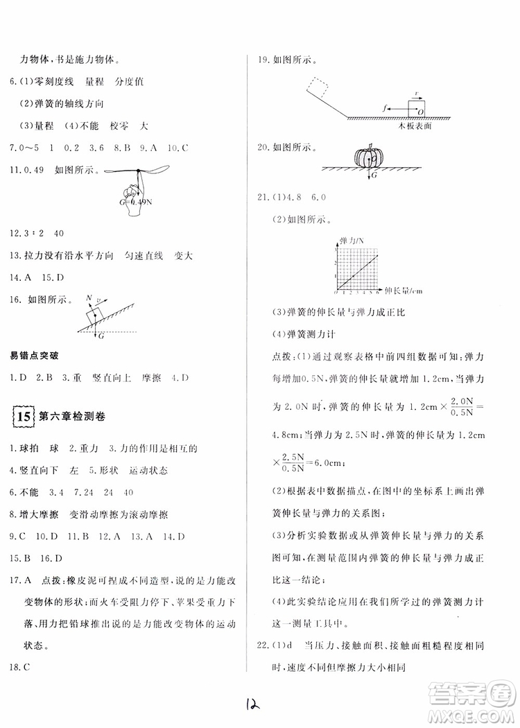 優(yōu)翼叢書2018優(yōu)干線測試卷初中物理八年級上冊HK滬科版參考答案