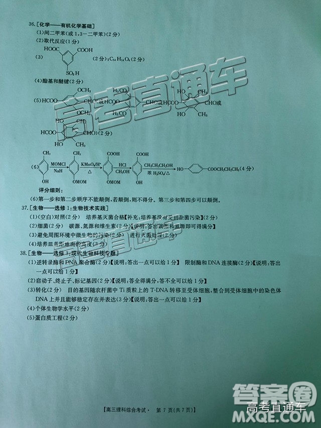 2018年11月廣東金太陽(yáng)百校聯(lián)考理綜試題及參考答案