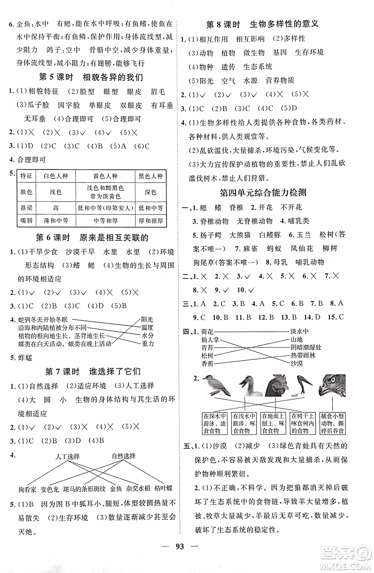 宇軒圖書2018陽光課堂課時優(yōu)化作業(yè)科學(xué)六年級上冊JK教科版參考答案