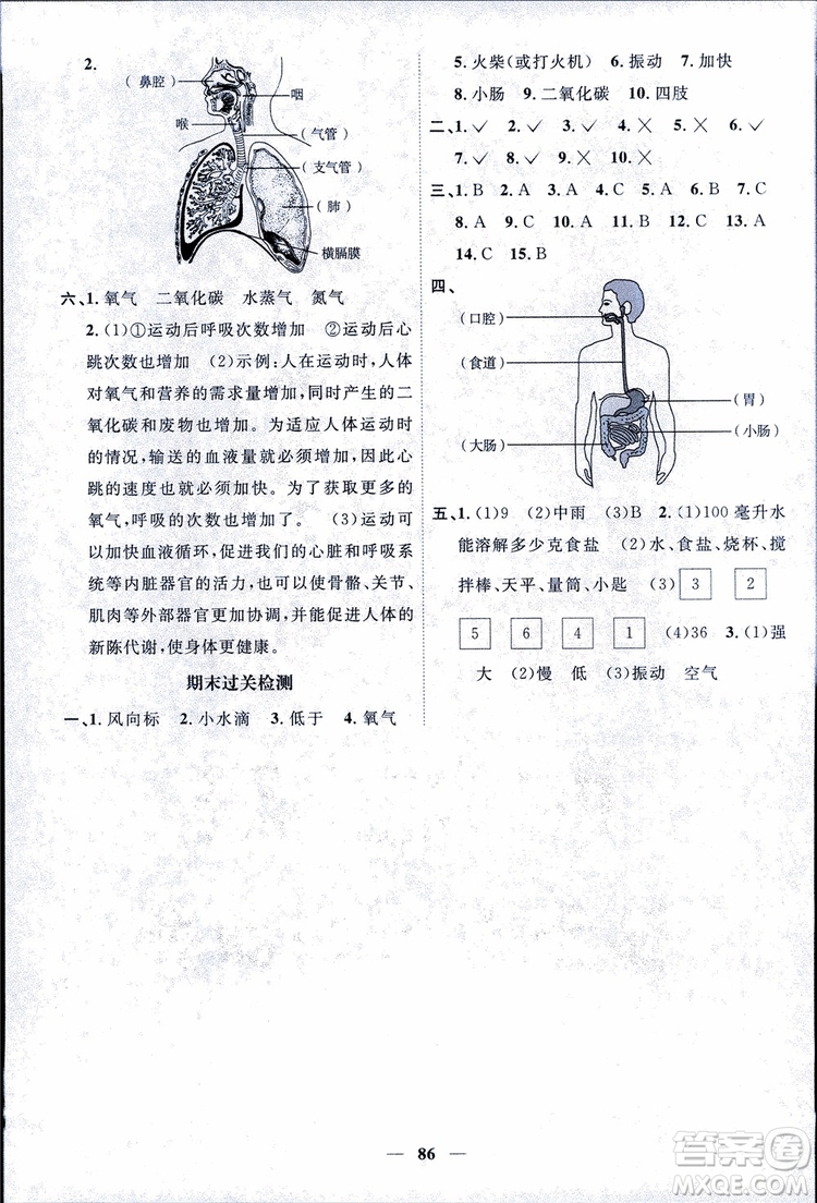 教科版2018秋陽光同學(xué)課時優(yōu)化作業(yè)科學(xué)四年級上冊科學(xué)JK參考答案