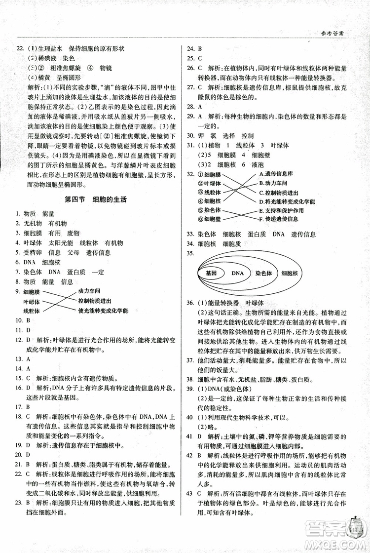 金博士2018年輕巧奪冠七年級生物上冊青島專用參考答案