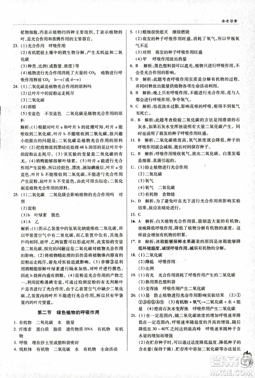 金博士2018年輕巧奪冠七年級生物上冊青島專用參考答案