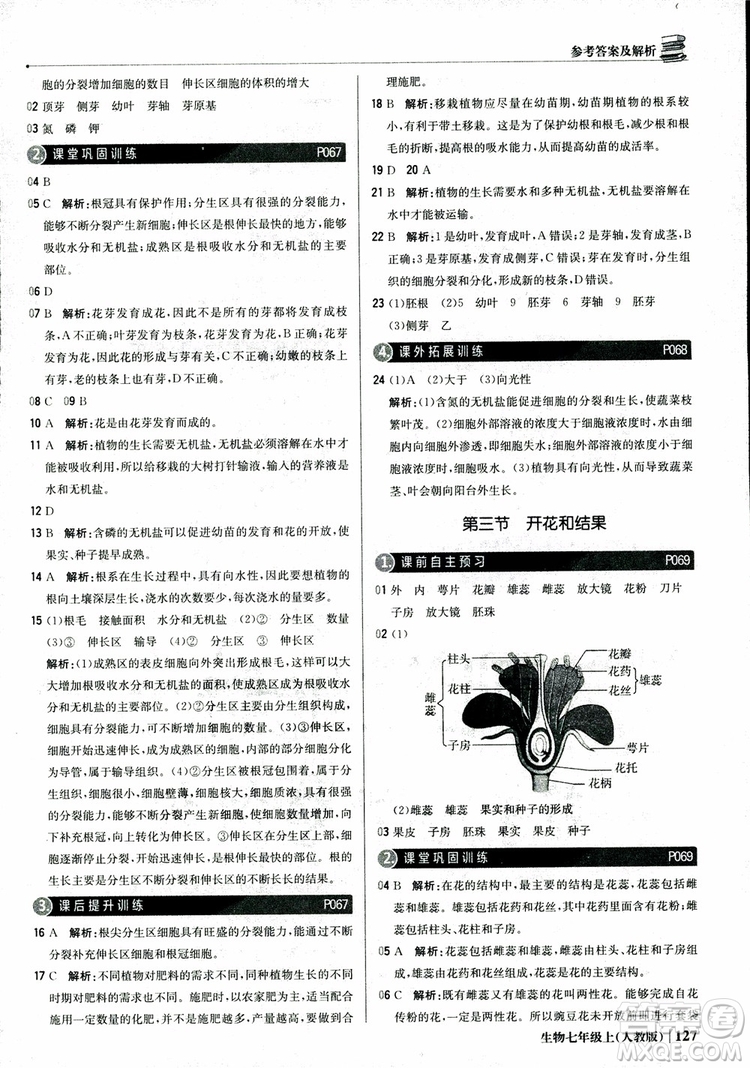 9787552240603人教版銀版1+1輕巧奪冠優(yōu)化訓(xùn)練七年級上冊生物2018參考答案