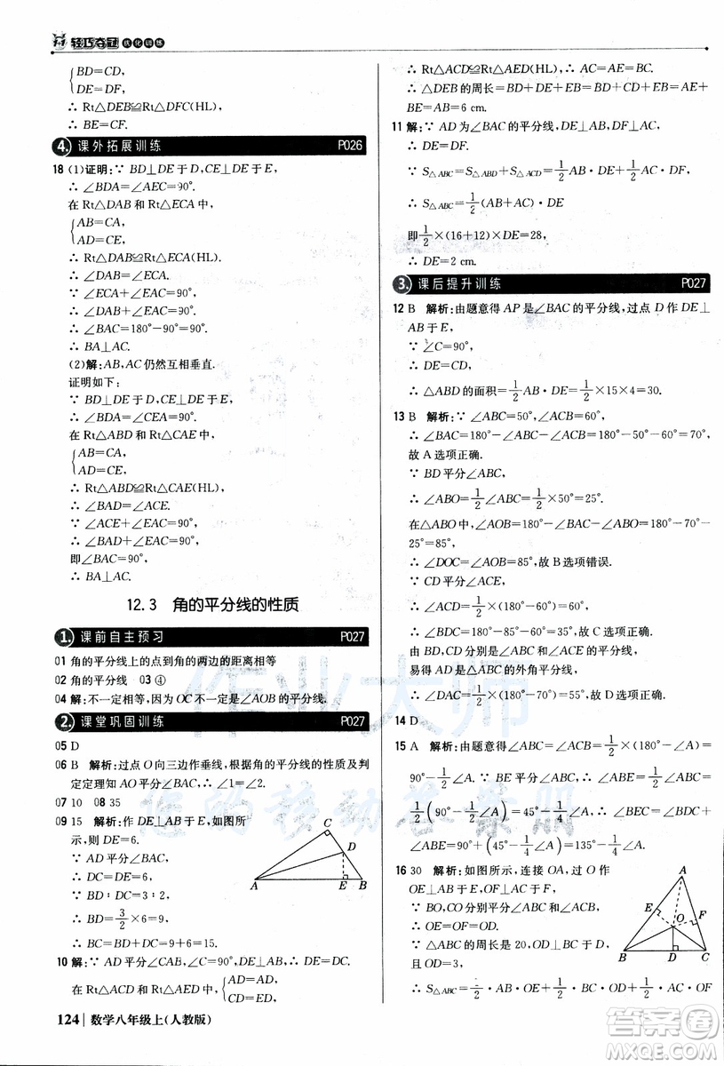 2019版1+1輕巧奪冠優(yōu)化訓(xùn)練八年級上冊數(shù)學(xué)9787552237108人教版銀版參考答案