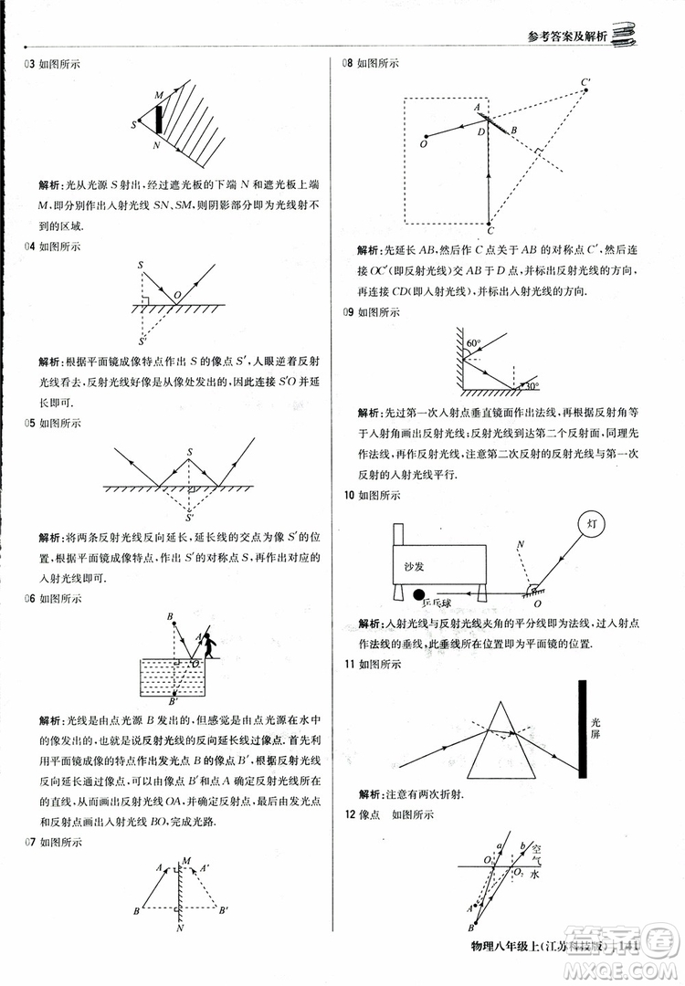 江蘇科技版2018年1+1輕巧奪冠優(yōu)化訓(xùn)練8年級(jí)上冊物理9787552237269參考答案