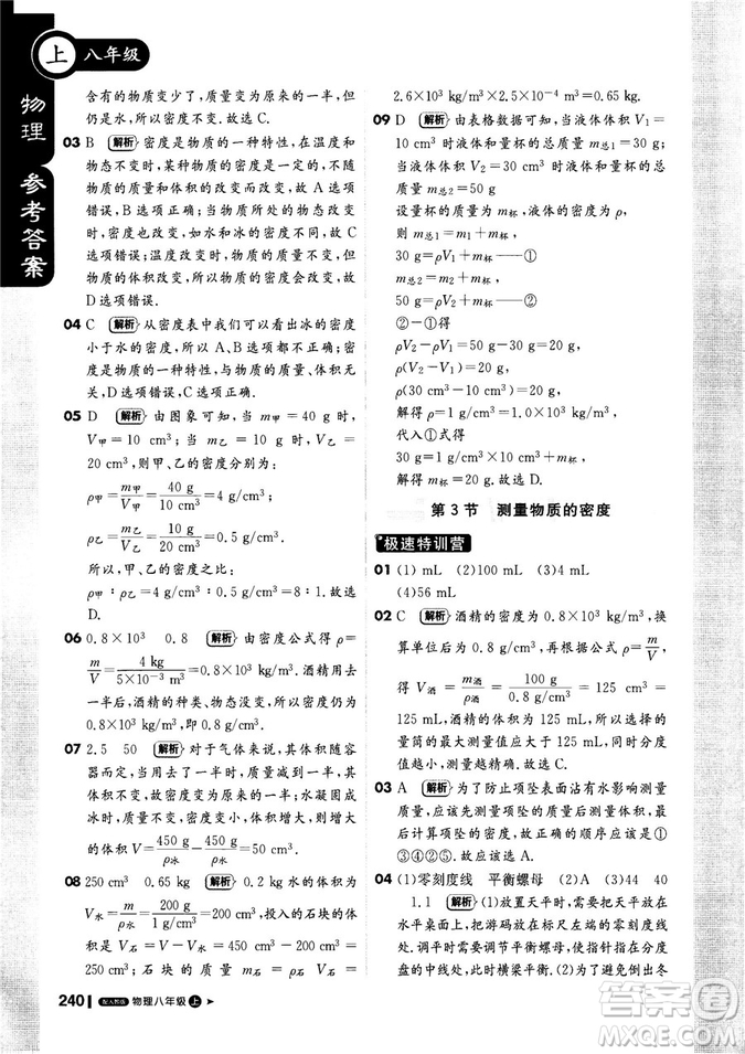 2018新版1+1輕巧奪冠課堂直播八年級(jí)上冊(cè)物理人教版答案