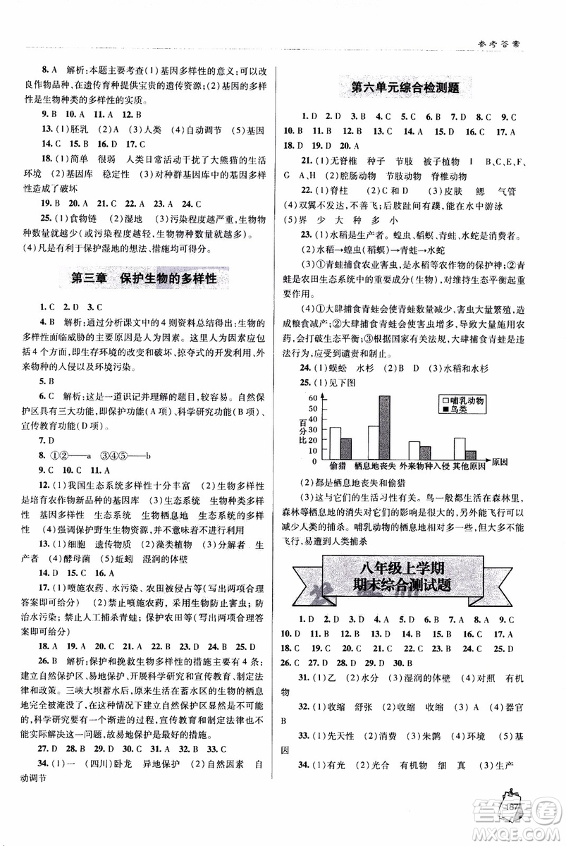 金博士2018年輕巧奪冠生物八年級(jí)全一冊(cè)青島專用參考答案